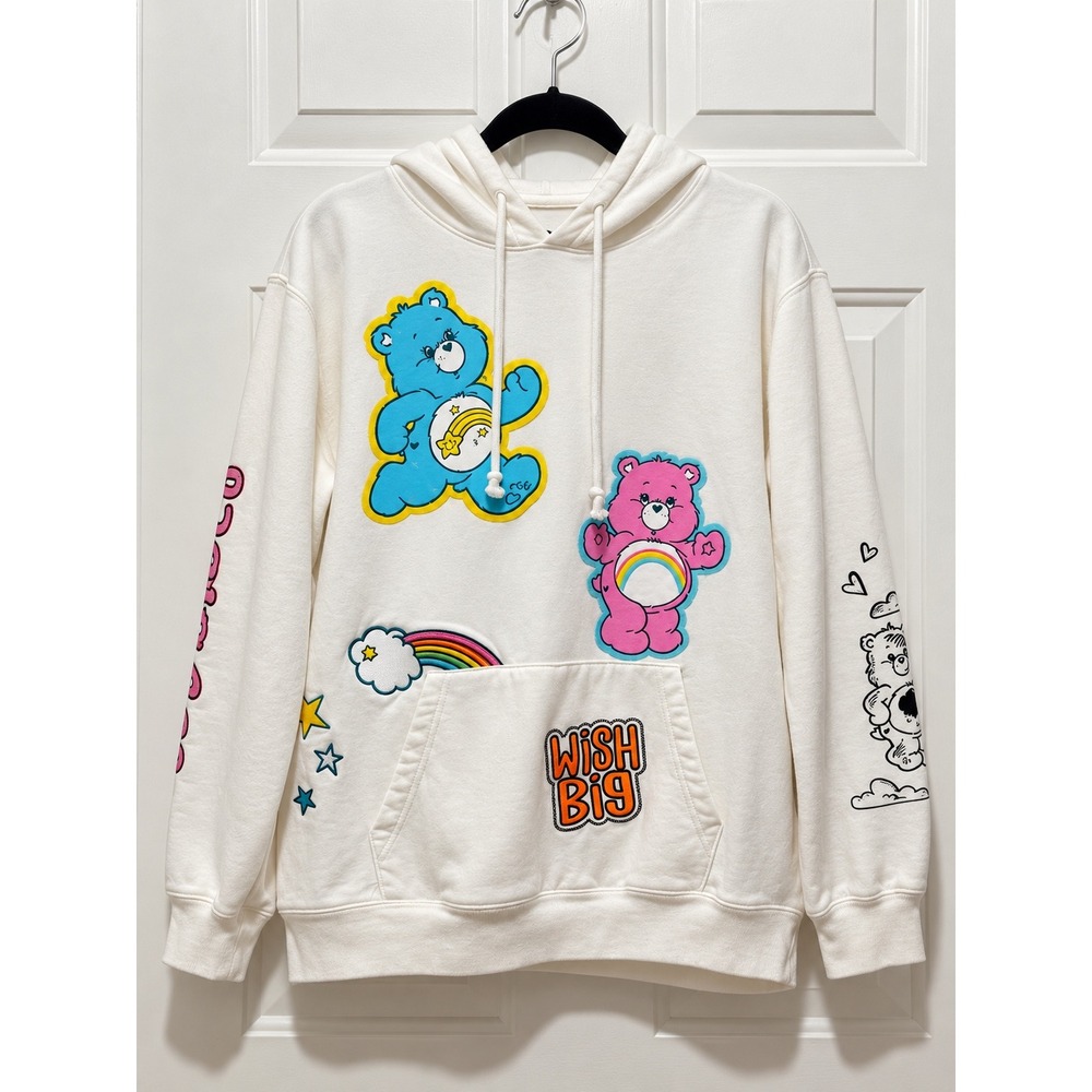 Care Bears Hoodie Womens XXL Winter White Graphic Sweatshirt Wish Big Rainbow